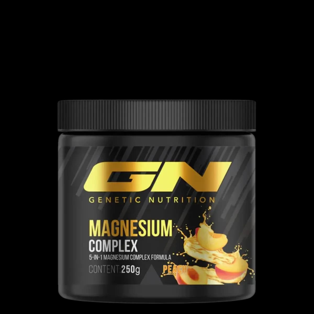 Genetic Nutrition - GN Magnesiumkomplex 5-in-1 - 250 g, Pfirsich – Genetic Nutrition Verpackung