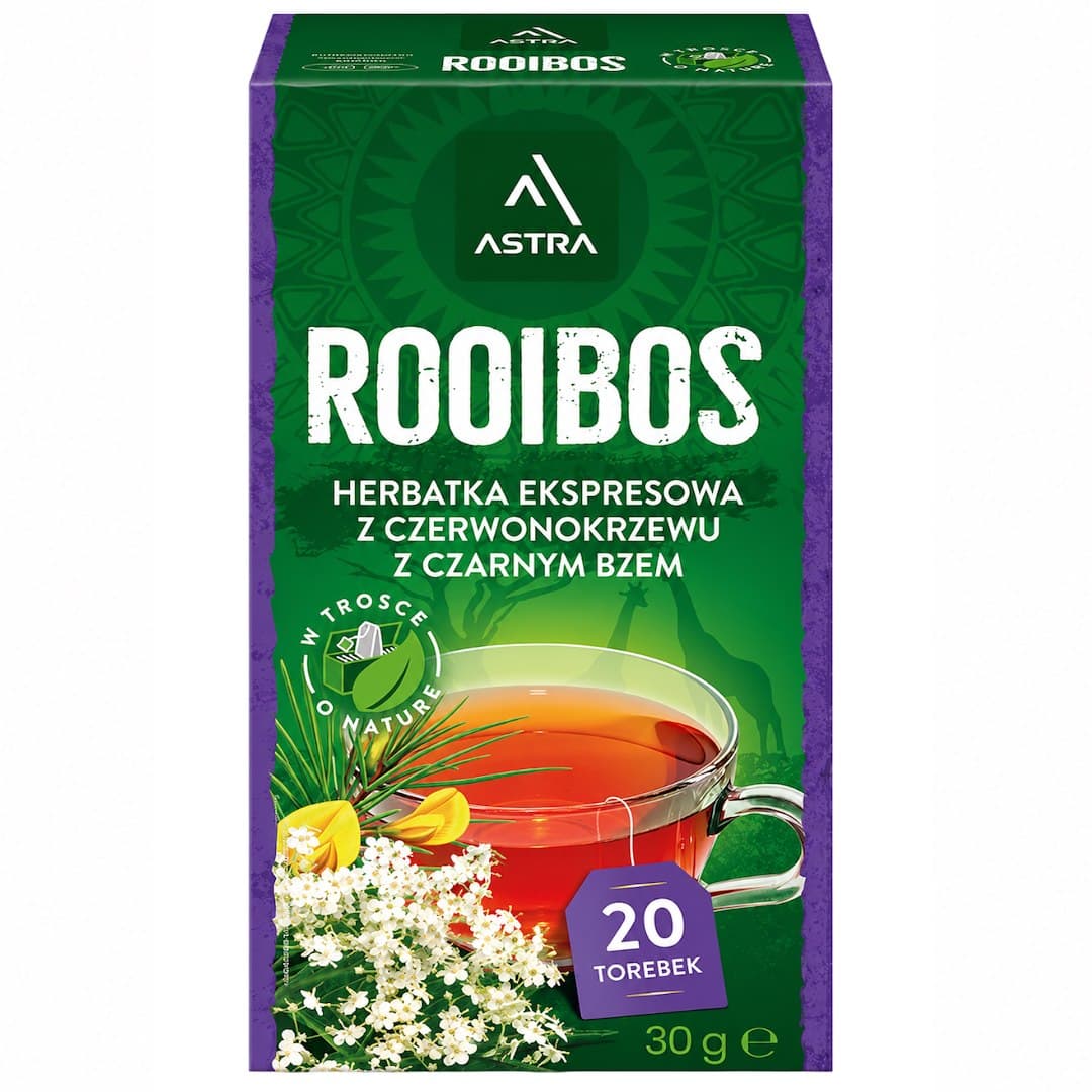 Astra - Rooibos With Black Elderberry Tea 20 Sachets – Astra förpackning