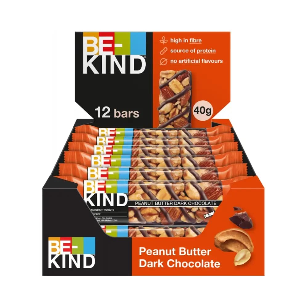 BE-KIND - Nut Bar 40g (12x40g) - Peanut Butter Dark Chocolate – BE-KIND Verpackung