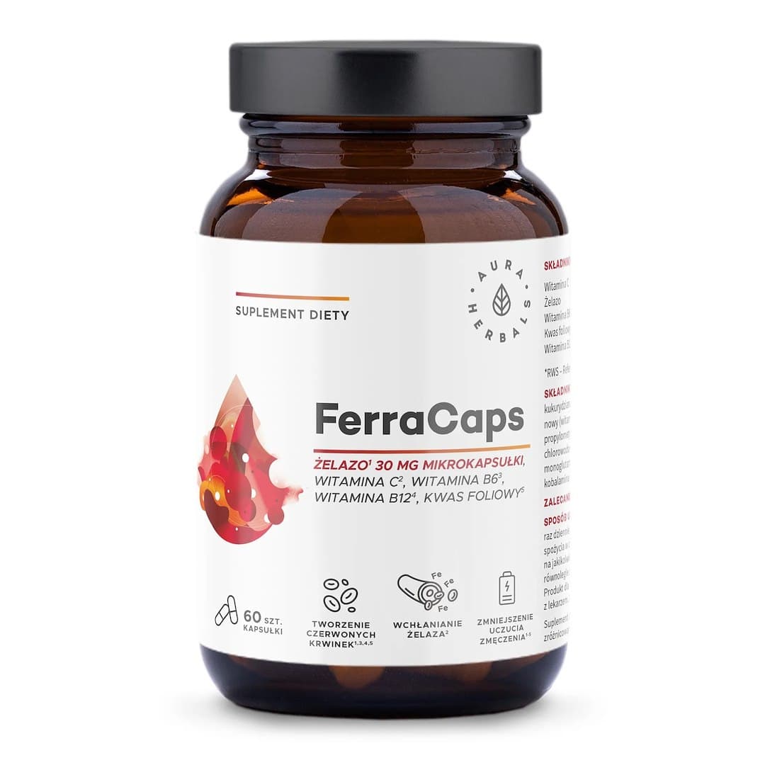 Aura Herbals Ferracaps Iron - 30 mg de fer, 60 capsules