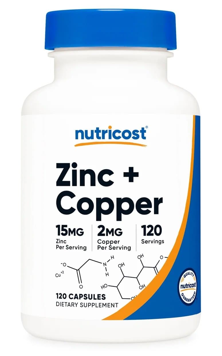 Nutricost - Zinc 15mg + Copper 2mg - 120 Capsules – Nutricost opakowanie