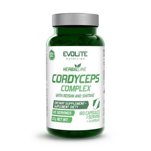 Evolite Nutrition - Herballine cordycepskomplex - 60 kapslar – förpackning