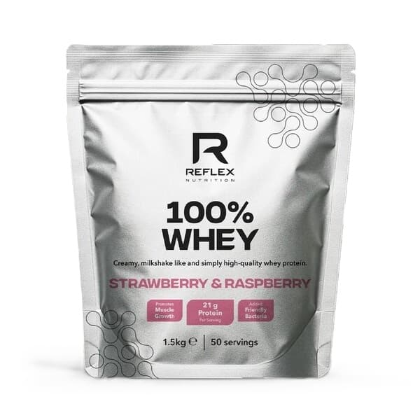 Reflex Nutrition - 100 % valleprotein - Jordbær og hindbær, 1500 g – emballage