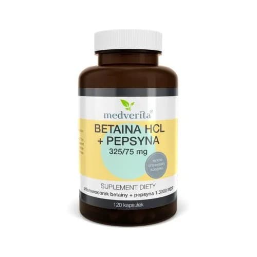 Medverita - Betaine HCL + Pepsin - 120 Caps – Medverita förpackning