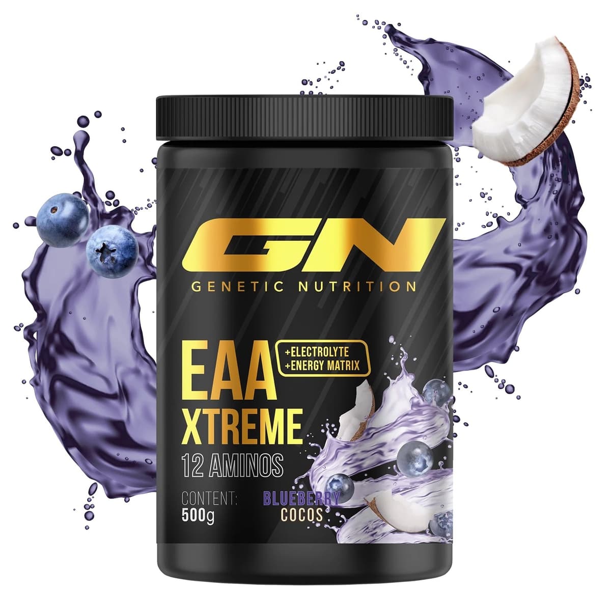 GN Genetic Nutrition - GN EAA Xtreme - Blaubeere-Kokos, 500 g – GN Genetic Nutrition Verpackung