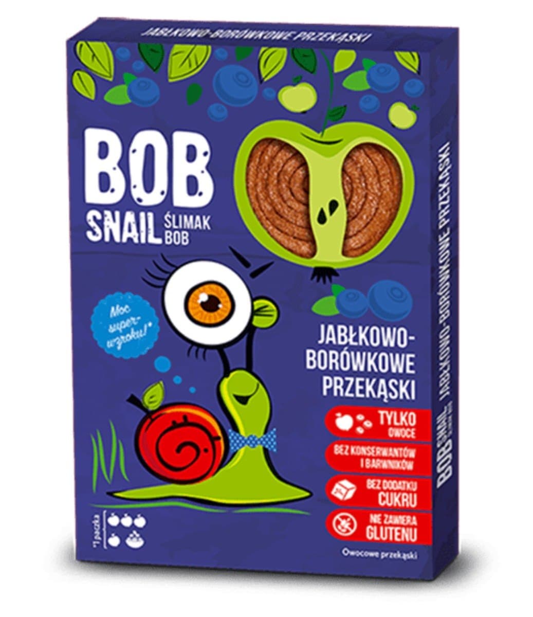 BOB SNAIL Przekąska apple blueberry 60 g | EKO WITAL – B.O.B SNAIL packaging