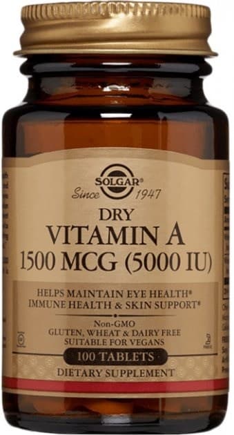 Solgar Dry Vitamin A 5000IU - 100 Tabletten – Solgar packaging