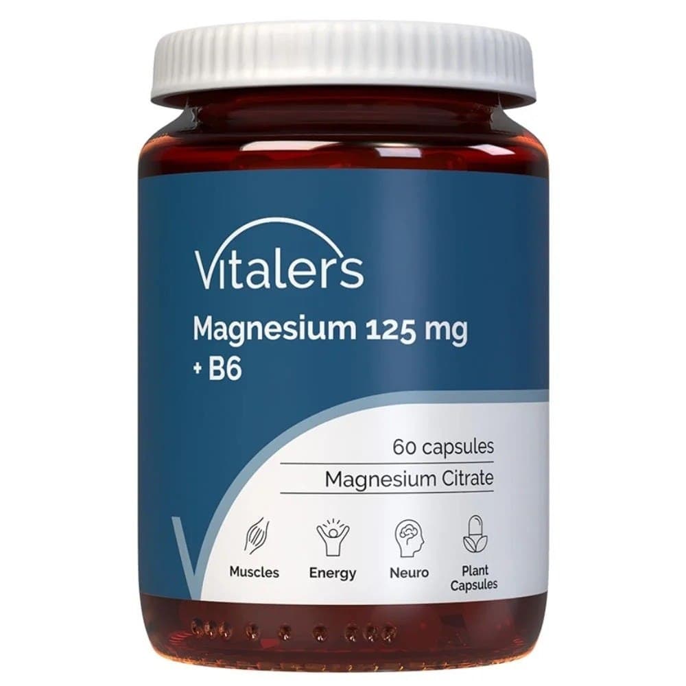Vitaler's Magnesio 125 mg + B6 6 mg 60 capsule – Vitalers confezione