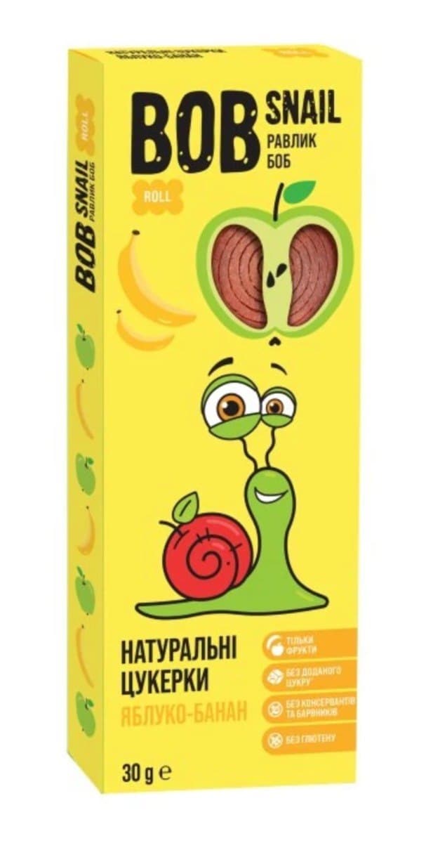 BOB SNAIL Apple Banana Snacks 30 g | EKO WITAL – B.O.B SNAIL packaging