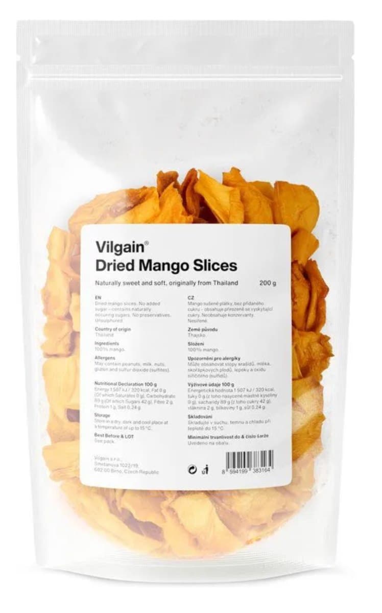 Vilgain Dried Mango Slices 200 g – Vilgain packaging