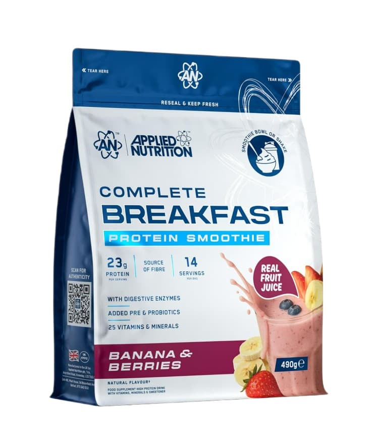 Applied Nutrition - Complete Breakfast Protein Smoothie, Banana & Berries - 490g – Applied Nutrition förpackning
