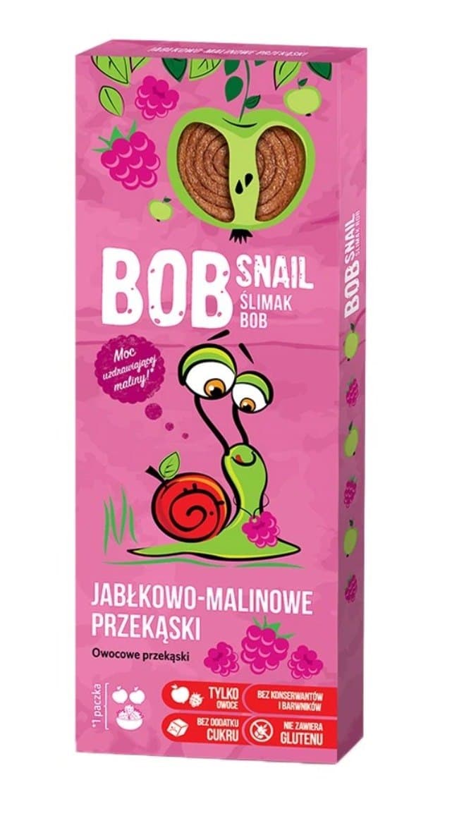 BOB SNAIL Apple and Raspberry Snack 30 g | EKO WITAL – B.O.B SNAIL / EKO WITAL packaging