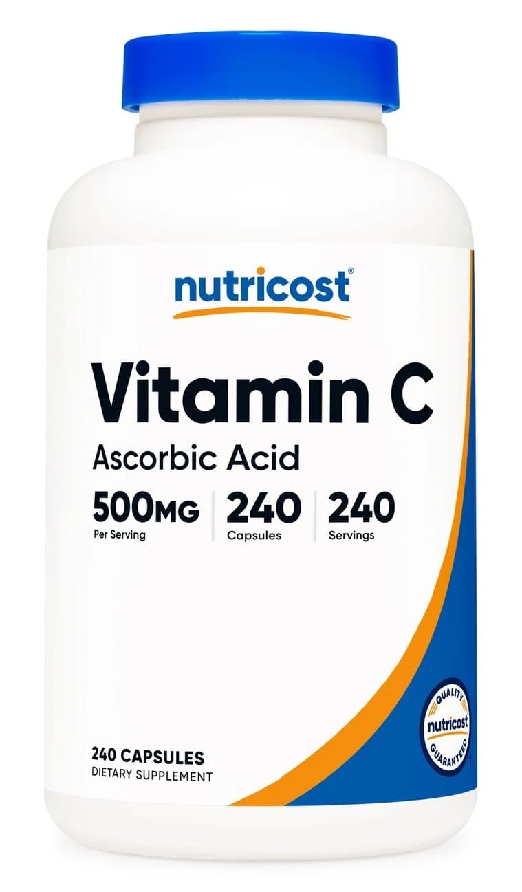 Nutricost - Witamina C Kwas Askorbinowy 500mg - 240 Kapsułek – Nutricost opakowanie