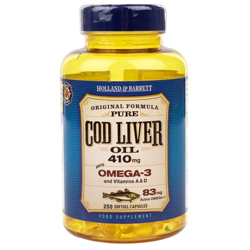 Holland & Barrett - Pure Cod Liver Oil – Holland & Barrett förpackning