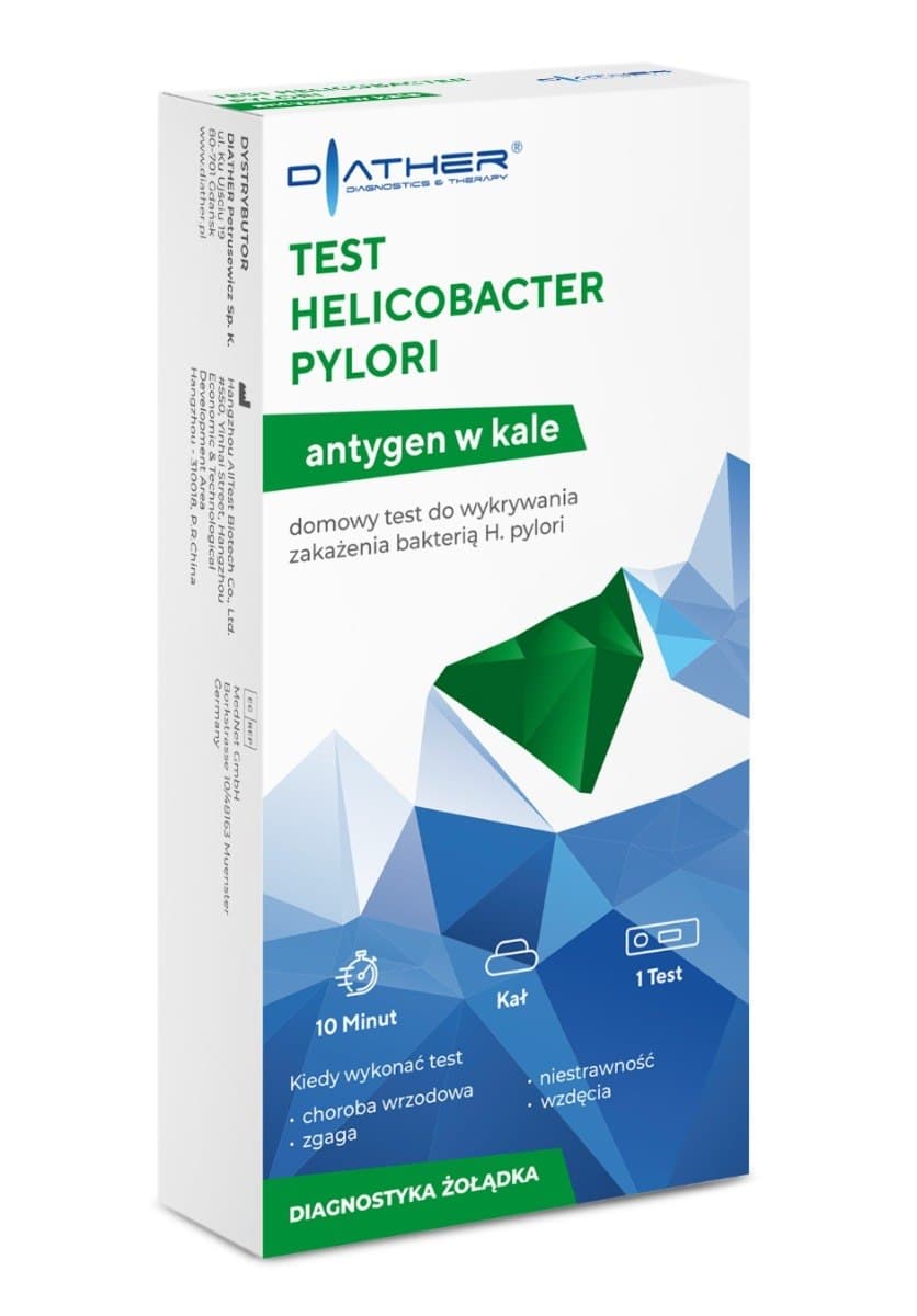 DIATHER Test Helicobacter Pylori kasetkowy - 1 Test – DIATHER förpackning