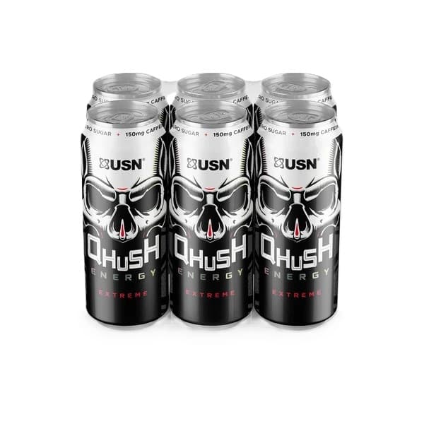 USN - Qhush Energy Drink, Original - 6 x 500 ml. – USN förpackning