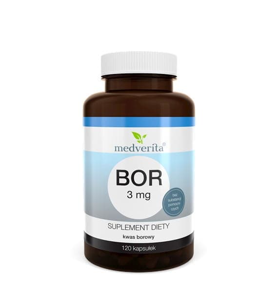 Medverita Bor 3 mg Kwas Borowy 120 capsules – Medverita packaging