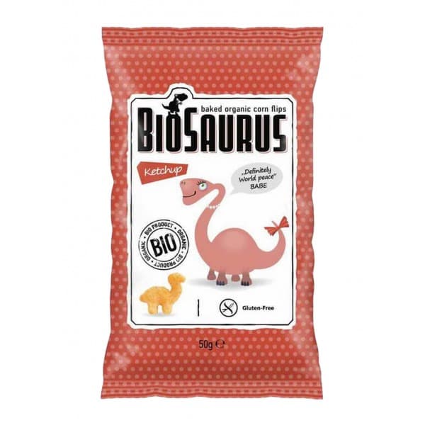 BIOSAURUS - Gebakken Organic Maïschips – BioSaurus verpakking