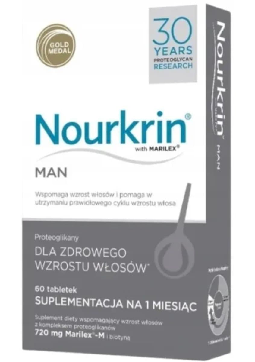 Trichopartner Nourkrin Man proteoglycans 60 comprimés – Nourkrin emballage