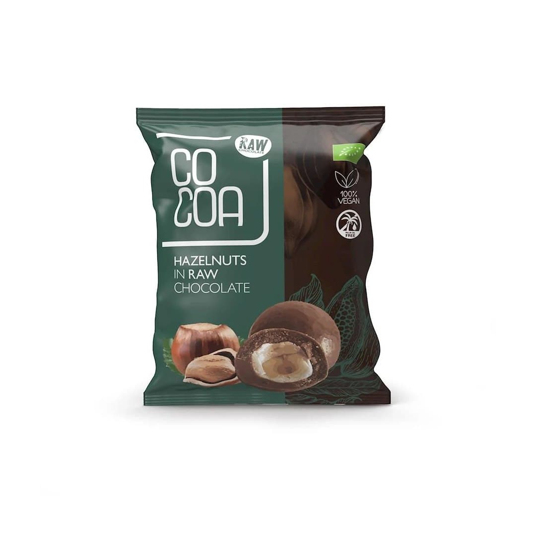COCOA Hazelnuts in Raw Chocolate BIO 70 g | Bio Planet – COCOA packaging