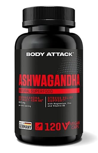 Body Attack - Ashwagandha KSM-66 - 120 kapslar – Body Attack förpackning