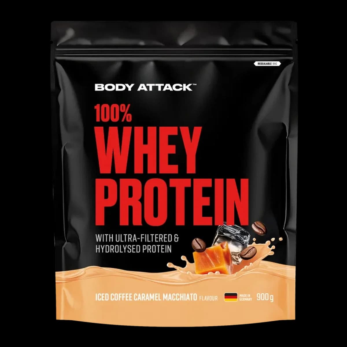 Body Attack - 100 % Molkenprotein - 900 g – Body Attack Verpackung