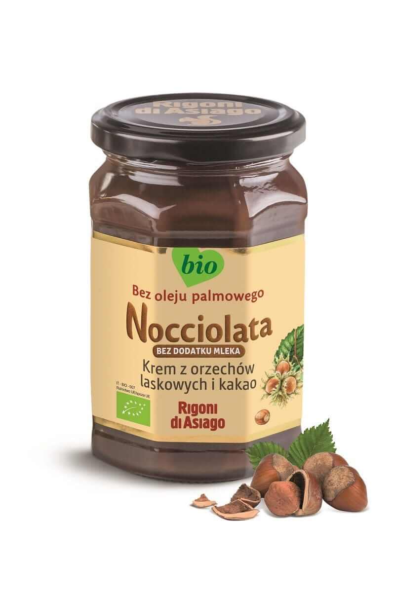 Nocciolata Hazelnut & Cocoa Spread Without Milk & Gluten Organic 250 g | Bio Planet – Rigoni di Asiago packaging