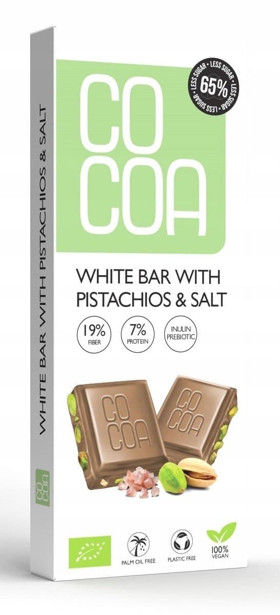 Cocoa Bar with Pistachios and Salt 60% Less Sugar ORGANIC 40 g – COCOA packaging