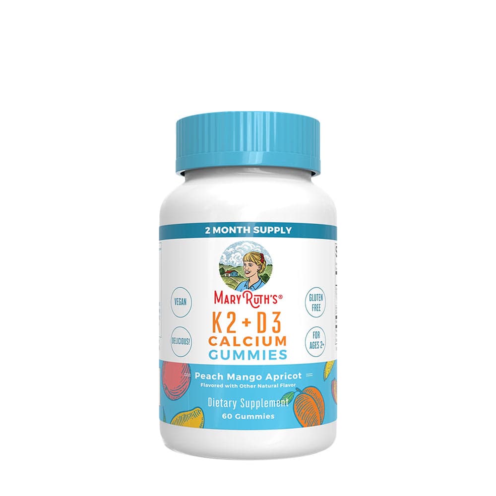 MaryRuth's Gummies Calcium K2 + D3 - Pêche Mangue Abricot - 60 Gummies – MaryRuth's packaging