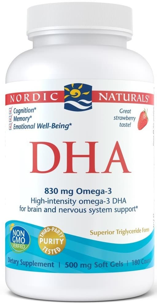 Nordic Naturals - DHA, 830mg Strawberry - 180 Sgels – Nordic Naturals förpackning