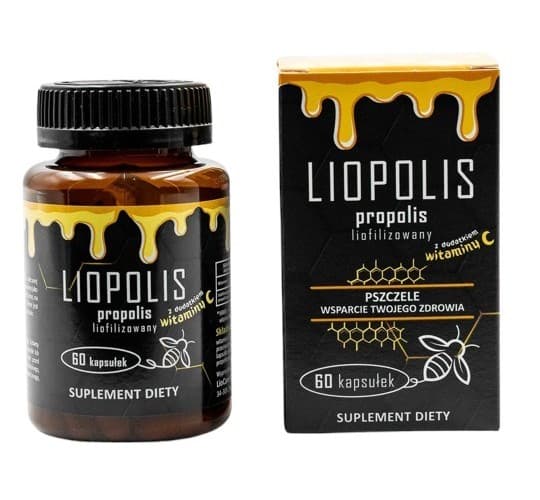 LioCare - Liopolis frysetørret propolis og C-vitamin - 60 kapsler – emballage