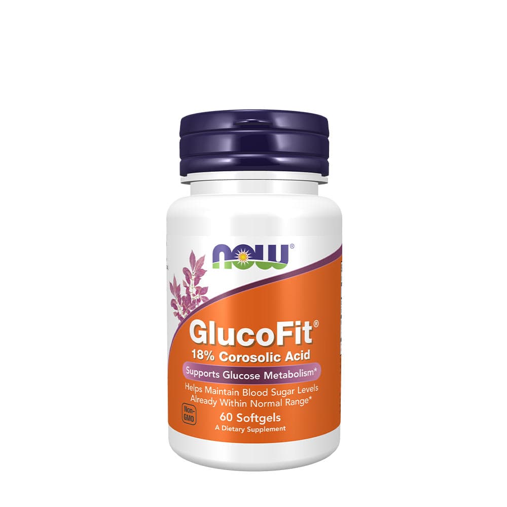 NOW Foods GlucoFit 18% acide corosolique 60 gélules molles – NOW Foods packaging