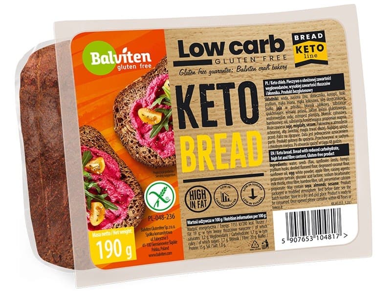 Balviten Keto Bread Low Carbohydrate Gluten-Free 190 g – Balviten packaging
