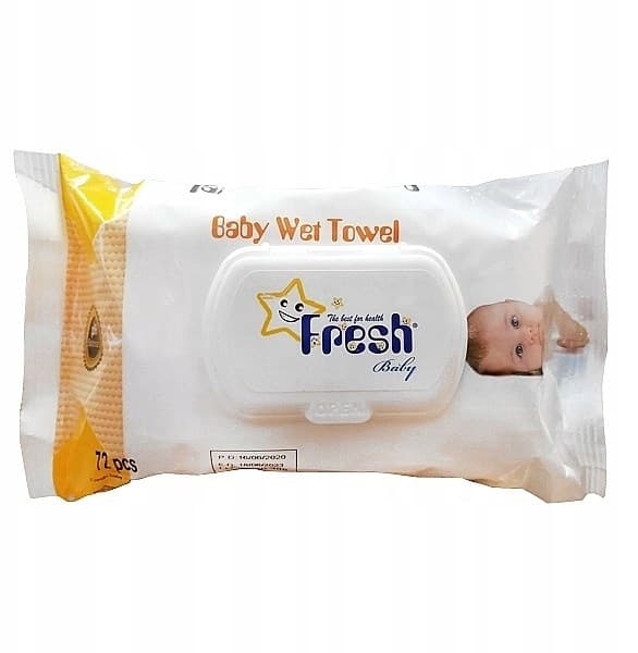 Toallitas húmedas Fresh Baby con clip amarillo 72 unidades | Fresh Baby