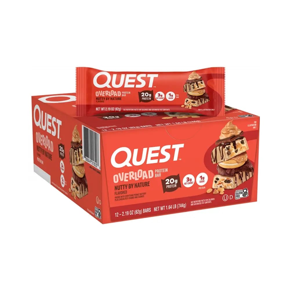 Quest Nutrition - Overload Bars (12x58g) - Nutty By Nature – Quest Nutrition förpackning