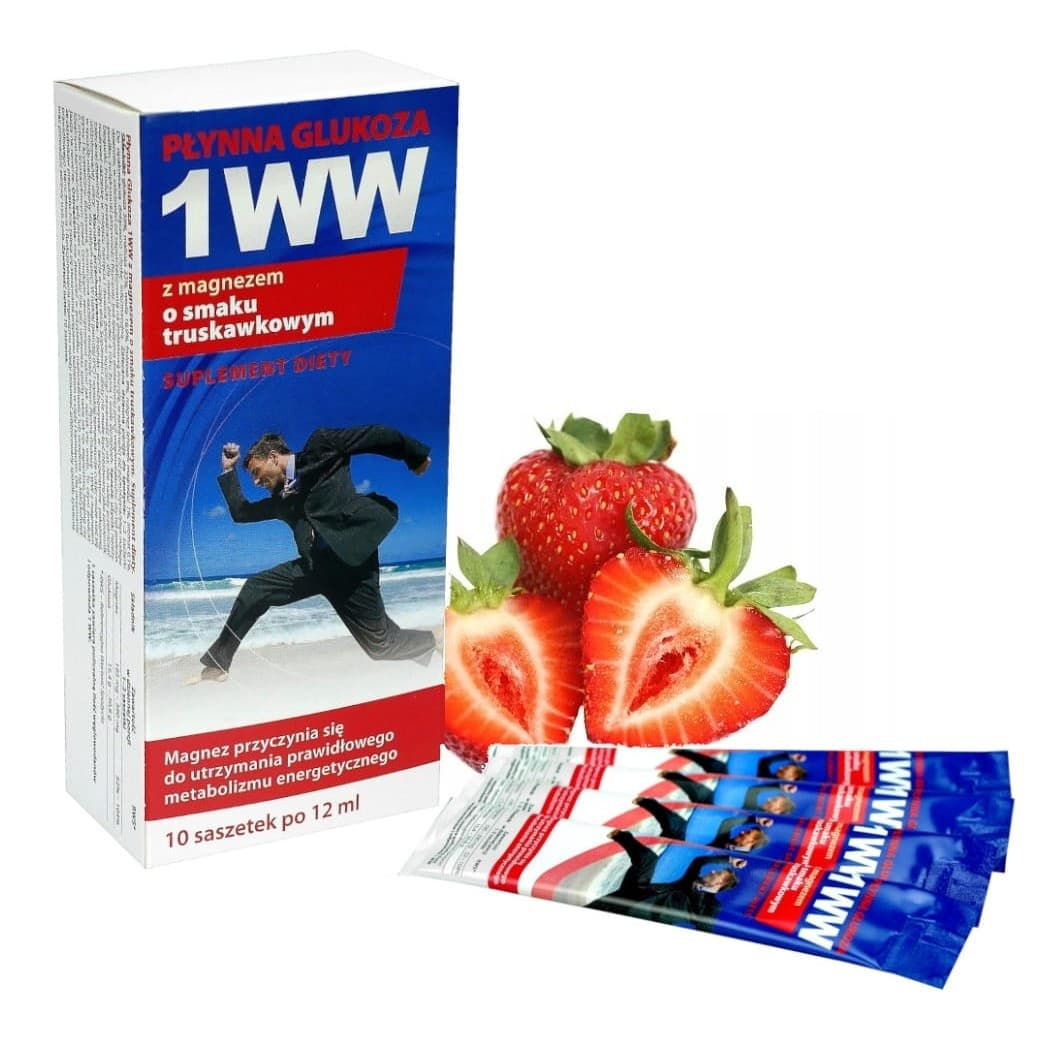 Medmess Płynna Glukoza 1WW z magnezem 10 saszetek 12ml smak truskawkowy – Medmess emballage