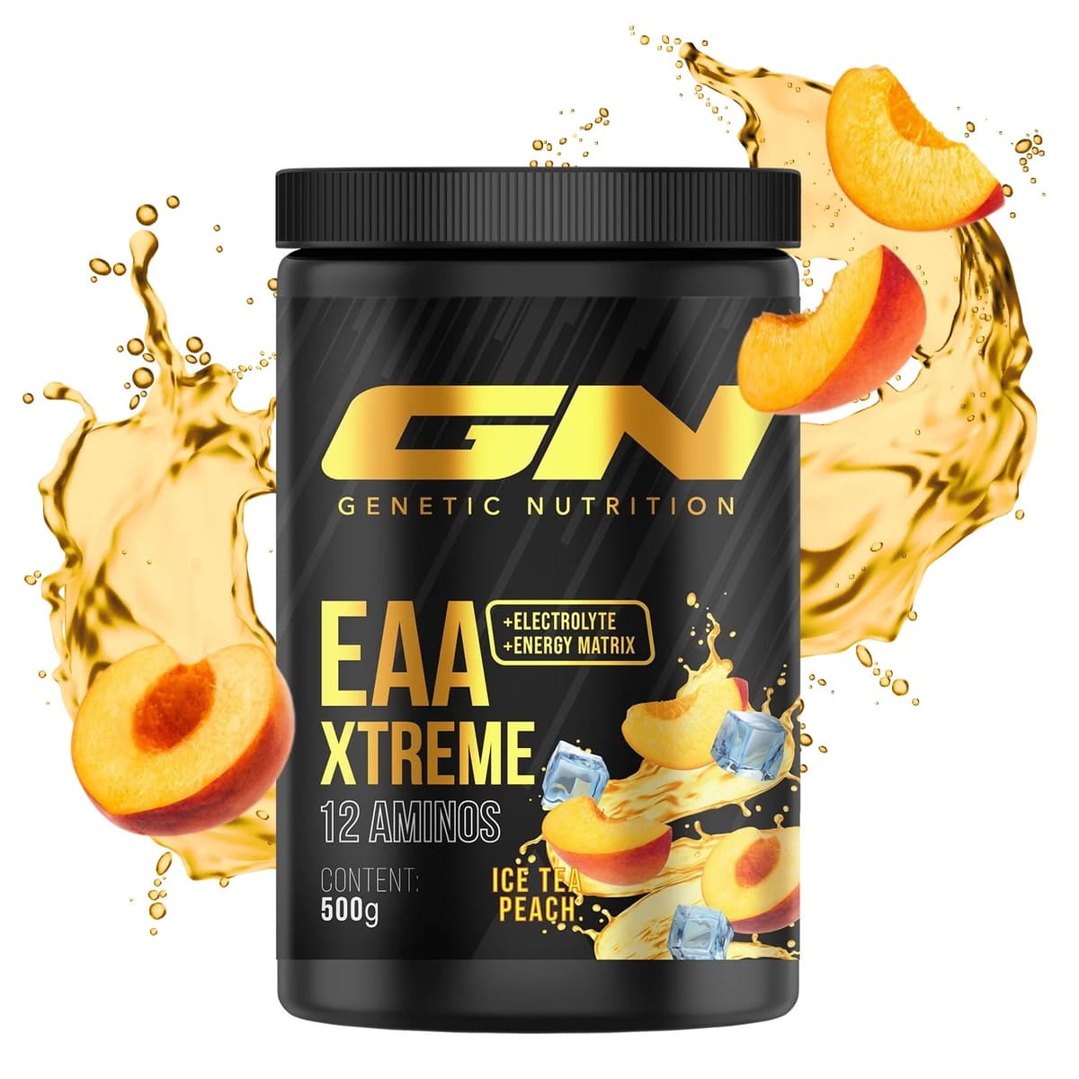 Genetic Nutrition - GN EAA Xtreme - Pfirsich-Eistee, 500 g – Genetic Nutrition Verpackung