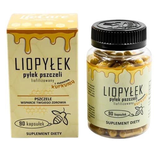 LioCare - Frystorkat bipollen med gurkmeja - 90 kapslar – förpackning