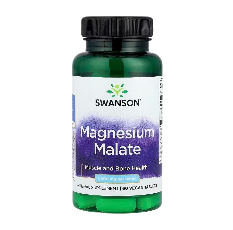 Swanson Magnez Malate, 150 mg magnezu elementarnego - 60 tabletek – Swanson opakowanie