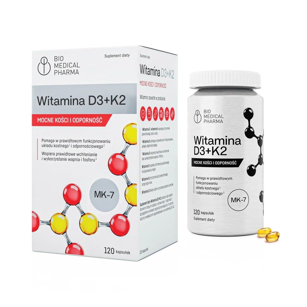 Bio Medical Pharma - Vitamin D3+K2 - 120 Caps – Bio Medical Pharma förpackning