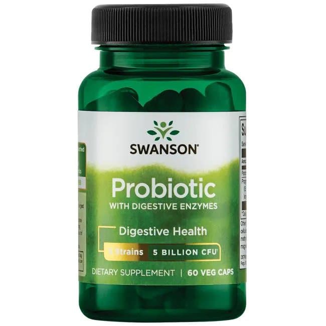Swanson Probiotiques Avec Enzymes Digestives 60 Capsules Végétariennes – Swanson packaging