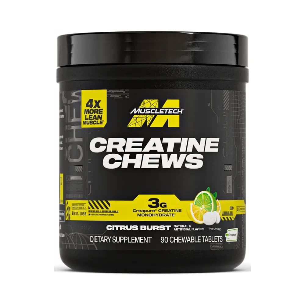 Muscletech - Créatine - Explosion d'agrumes, 90 comprimés à croquer – Muscletech emballage