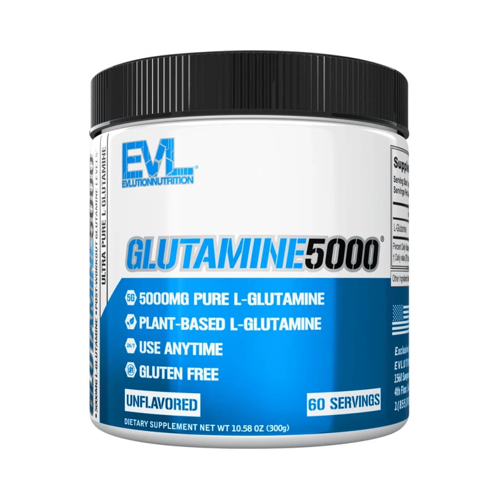 EVLution Nutrition - Glutamine 5000 - Unflavoured - 10.58 oz – EVLution Nutrition förpackning