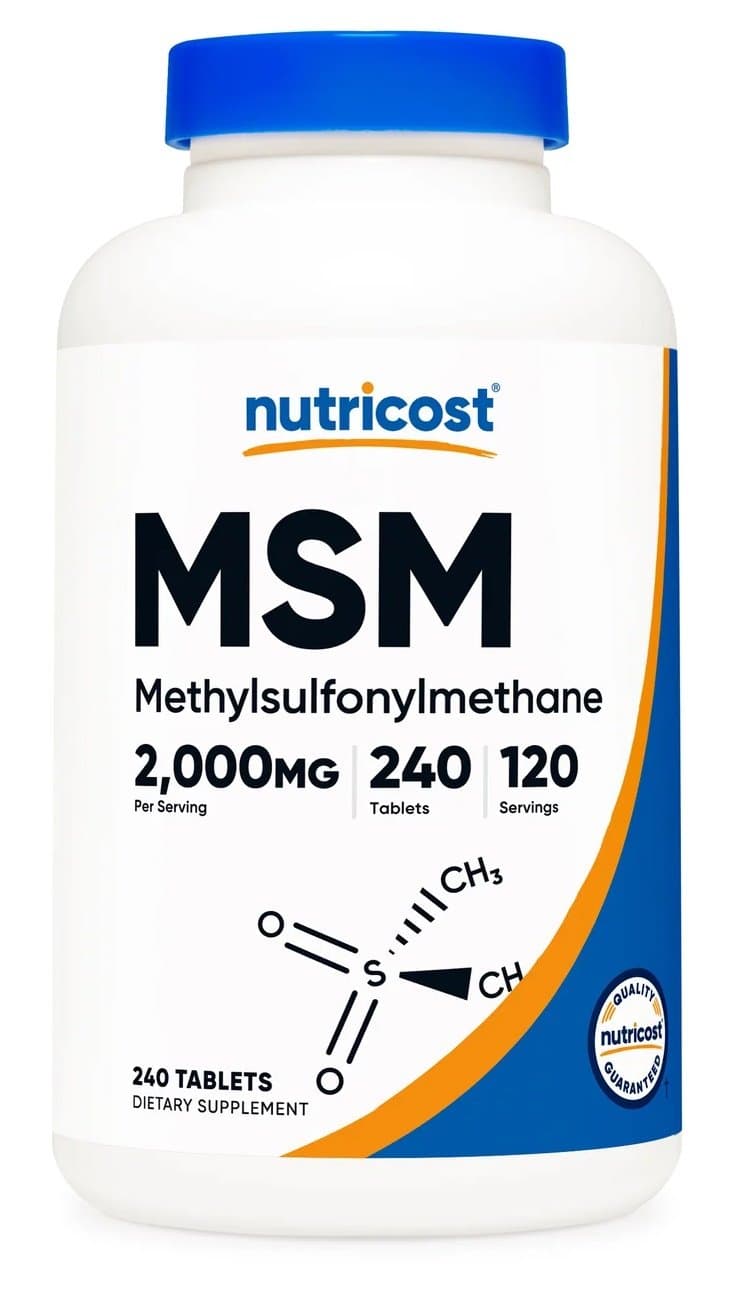 Nutricost - MSM 1000 mg - Metilsulfonilmetano (240 tabletas) – Nutricost empaque
