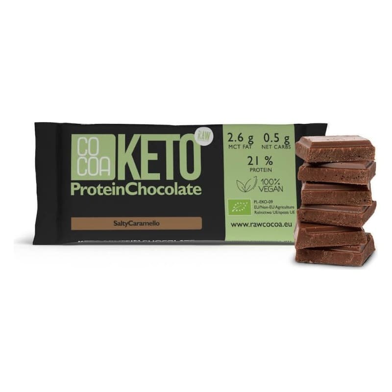 COCOA Chocolate Protein with Salted Caramel Flavour KETO BIO 40 g – Go Cocoa packaging
