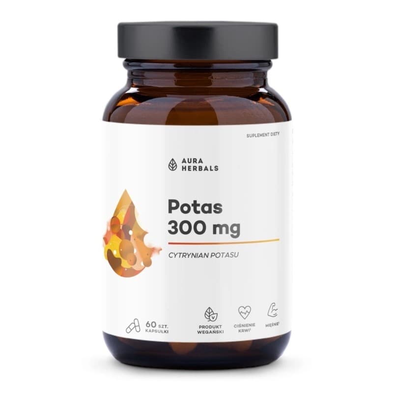 Aura Herbals Potassio 300mg, 60 veg. capsule – Aura Herbals confezione