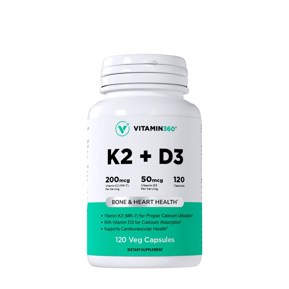 Vitamin360 - Vitaminas K2 y D3 - 120 cápsulas vegetales
