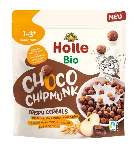 Holle - Choco Chipmunk Crispy Cereals - 125g – Holle förpackning
