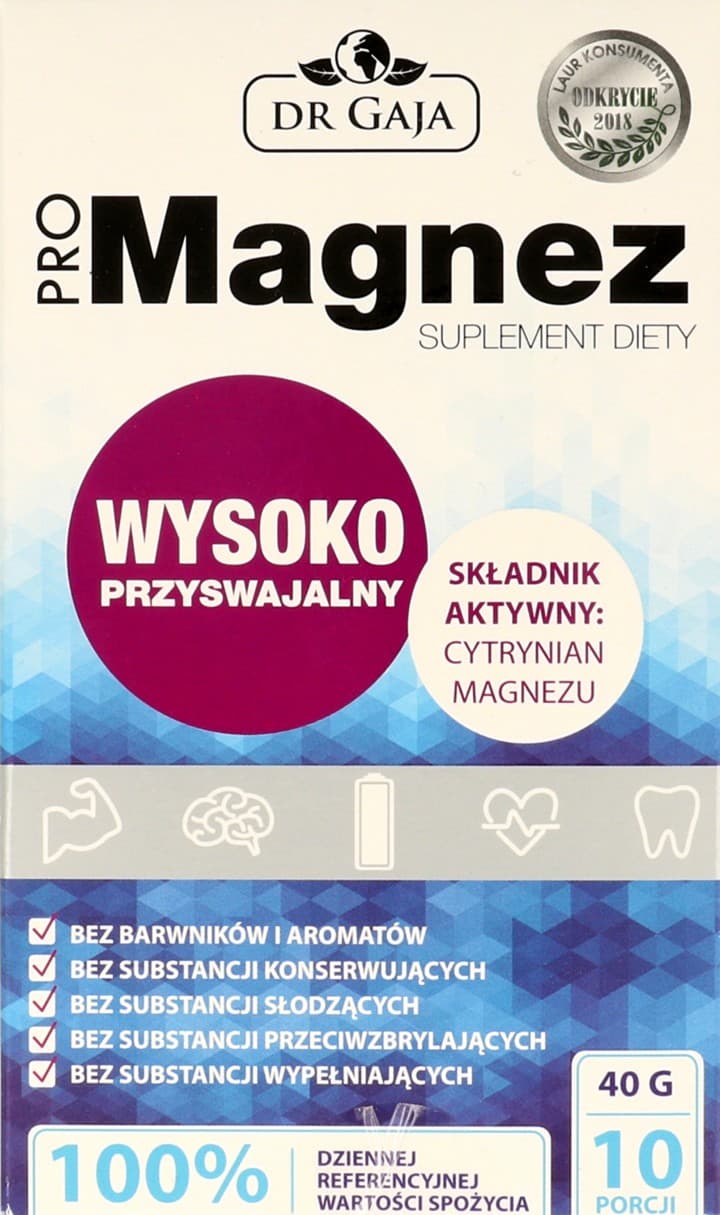 Dr Gaja - ProMagnez magnesiumcitrat - 10 breve à 40 g – emballage