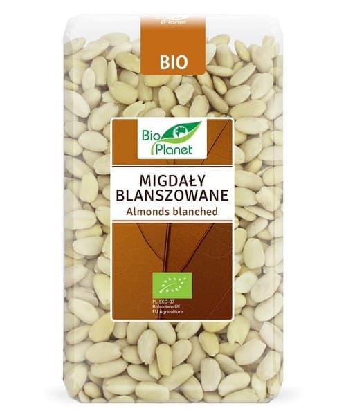 Bio Planet - Almonds Blanched - 1 kg – Bio Planet förpackning